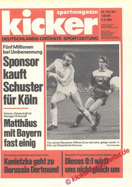 Kicker Sportmagazin Nr. 13, 9.2.1984 bis 15.2.1984