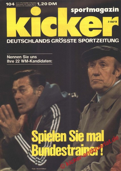 Kicker Sportmagazin Nr. 104, 24.12.1973 bis 30.12.1973