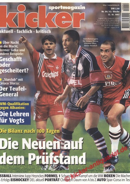 Kicker Sportmagazin Nr. 84, 13.10.1997 bis 19.10.1997