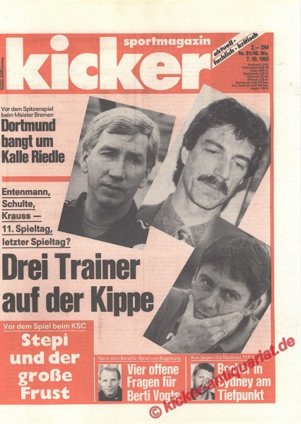Kicker Sportmagazin Nr. 81, 7.10.1993 bis 13.10.1993