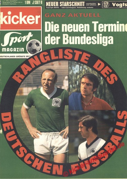 Kicker Sportmagazin Nr. 54, 6.7.1970 bis 12.7.1970