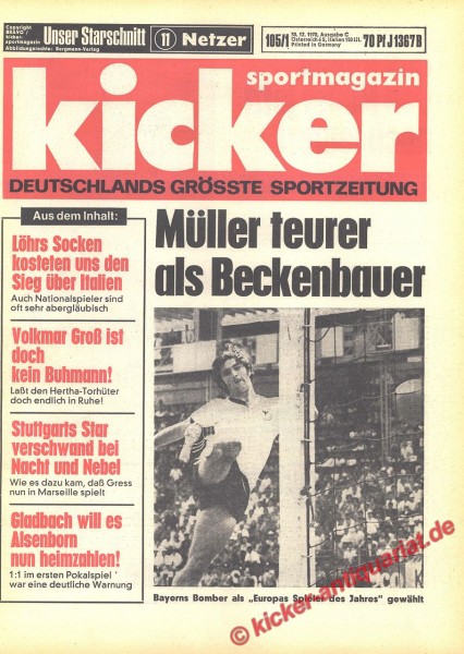 Kicker Sportmagazin Nr. 105, 30.12.1970 bis 5.1.1971