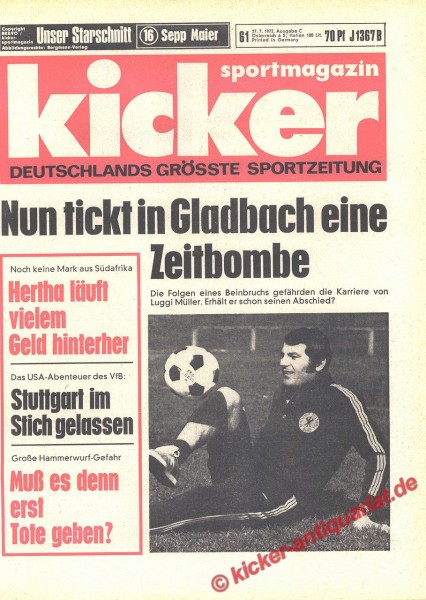 Kicker Sportmagazin Nr. 61, 27.7.1972 bis 2.8.1972