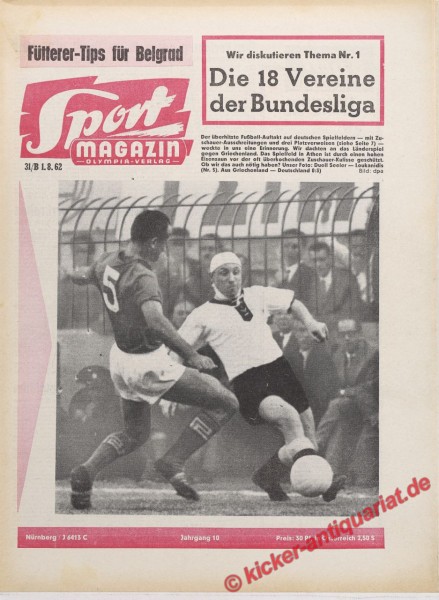 Sportmagazin Nr. 31B, 1.8.1962 bis 7.8.1962
