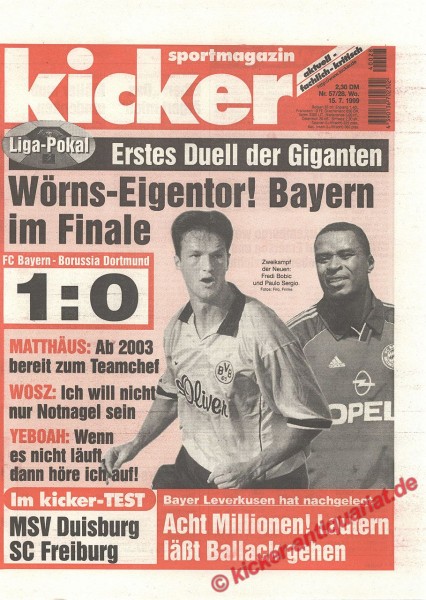 Kicker Sportmagazin Nr. 57, 15.7.1999 bis 21.7.1999