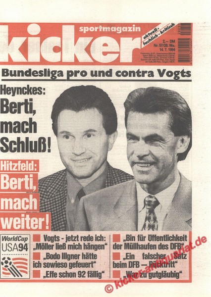 Kicker Sportmagazin Nr. 57, 14.7.1994 bis 20.7.1994
