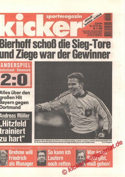 Kicker Sportmagazin Nr. 27, 28.3.1996 bis 3.4.1996