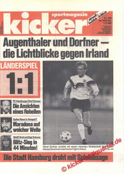 Kicker Schlagzeile: Augenthaler und Dorfner - die Lichtblicke gegen Irland.