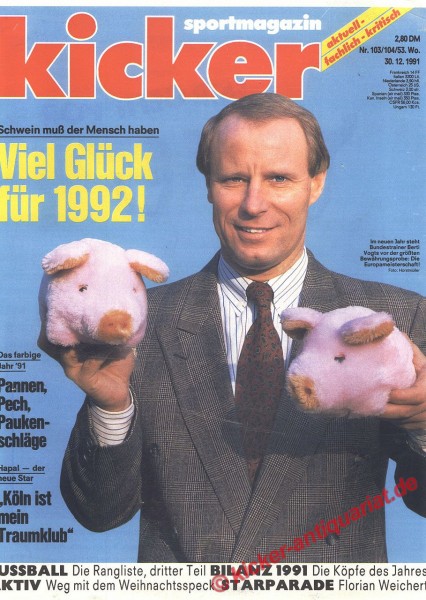 Kicker Sportmagazin Nr. 103, 30.12.1991 bis 5.1.1992