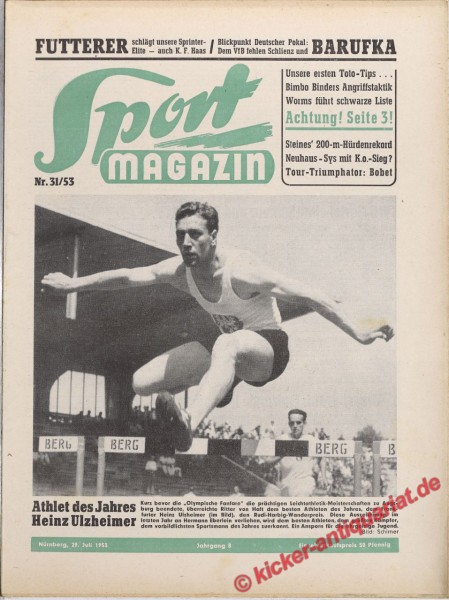 Sportmagazin Nr. 31A, 29.7.1953 bis 4.8.1953