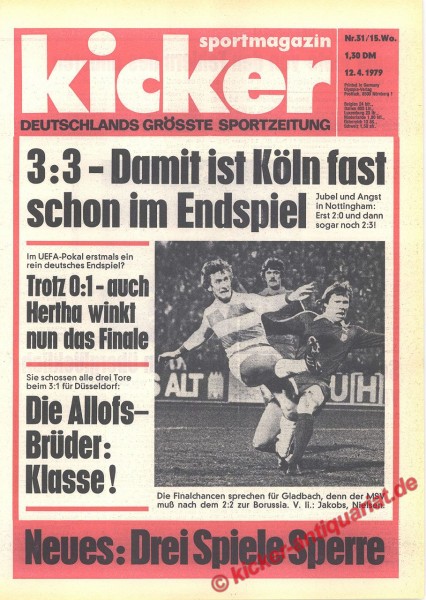 Kicker Sportmagazin Nr. 31, 12.4.1979 bis 18.4.1979