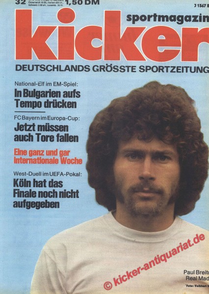 Original Kicker Zeitung 1975 – 21.4.1975 bis 27.4.1975 – Paul Breitner & Kölns Hoffnung, Paul Breitner (Real Madrid)