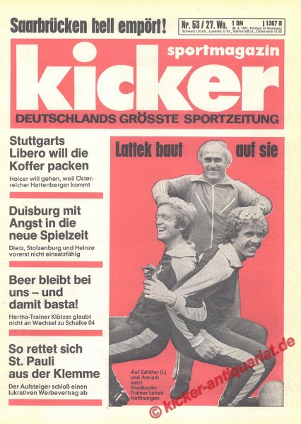 Kicker Sportmagazin Nr. 53, 30.6.1977 bis 6.7.1977