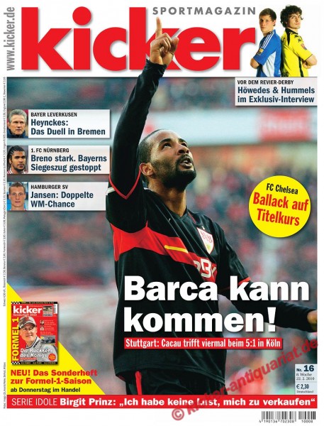 Kicker Sportmagazin Nr. 16, 22.2.2010 bis 28.2.2010