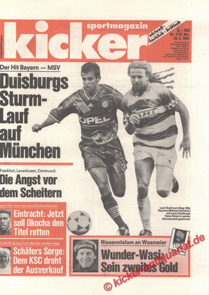 Kicker Sportmagazin Nr. 17, 24.2.1994 bis 2.3.1994