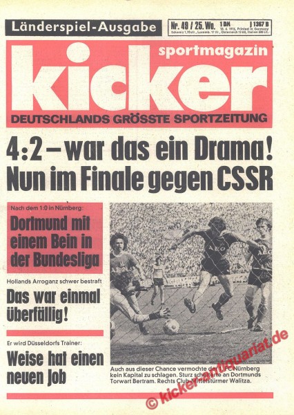 Kicker Sportmagazin Nr. 49, 18.6.1976 bis 24.6.1976