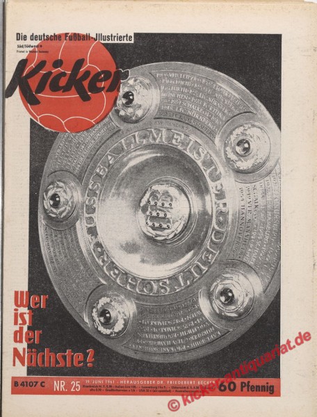 Kicker Nr. 25, 19.6.1961 bis 25.6.1961