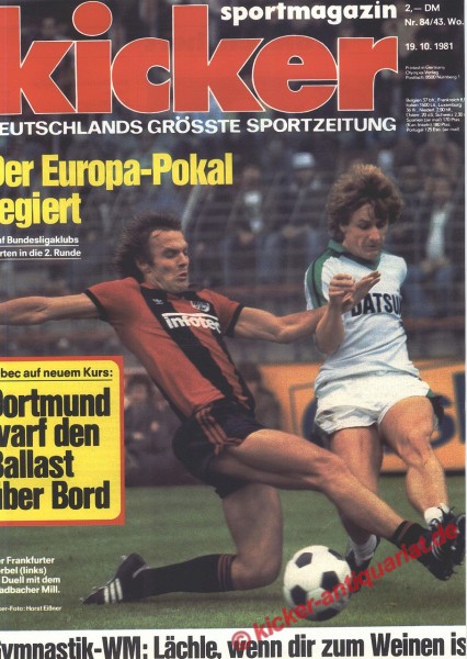Kicker Sportmagazin Nr. 84, 19.10.1981 bis 25.10.1981