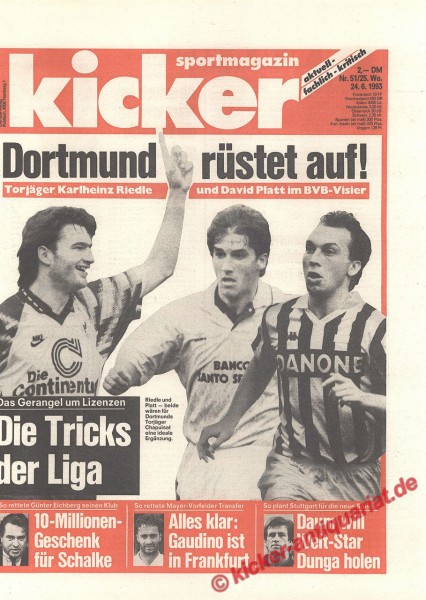 DORTMUND RÜSTET AUF: Torjäger Karlheinz Riedle und David Platt im BVB Visier! Hier mit Chapuisat!