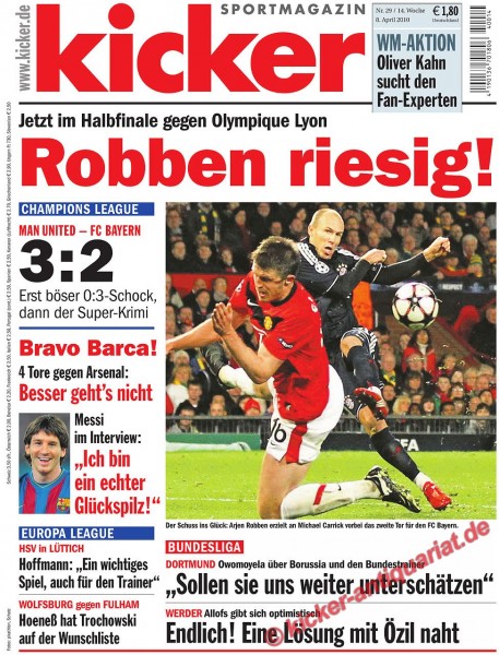 Kicker Sportmagazin Nr. 29, 8.4.2010 bis 14.4.2010