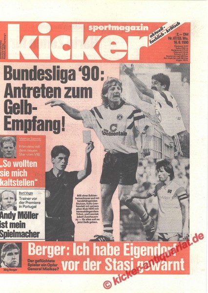 Kicker Schlagzeile: Bundesliga ´90: Antreten zum Gelb-Empfang!