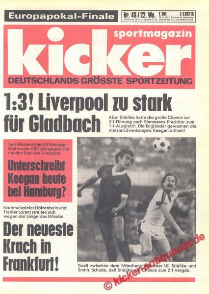 Kicker Sportmagazin Nr. 43, 26.5.1977 bis 1.6.1977