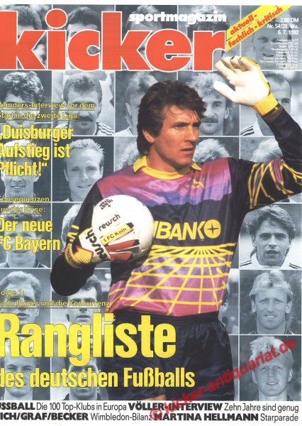 Kicker Sportmagazin Nr. 54, 6.7.1992 bis 12.7.1992