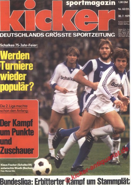 Kicker Sportmagazin Nr. 62, 30.7.1979 bis 5.8.1979