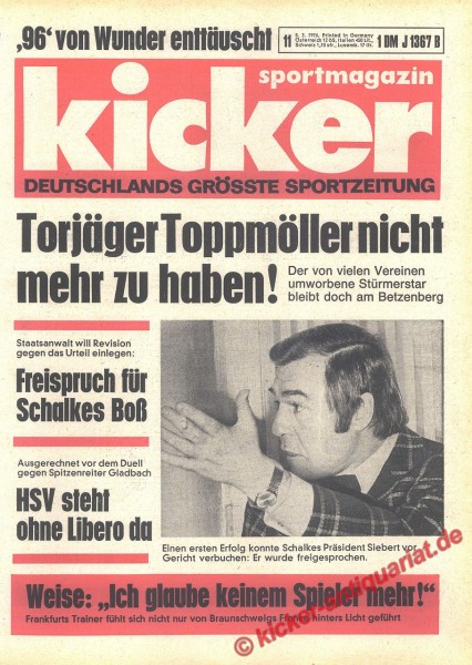 Kicker Sportmagazin Nr. 11, 5.2.1976 bis 11.2.1976