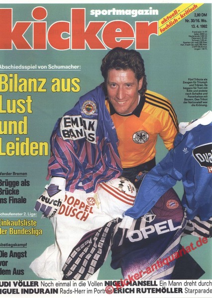 Kicker Sportmagazin Nr. 30, 13.4.1992 bis 19.4.1992