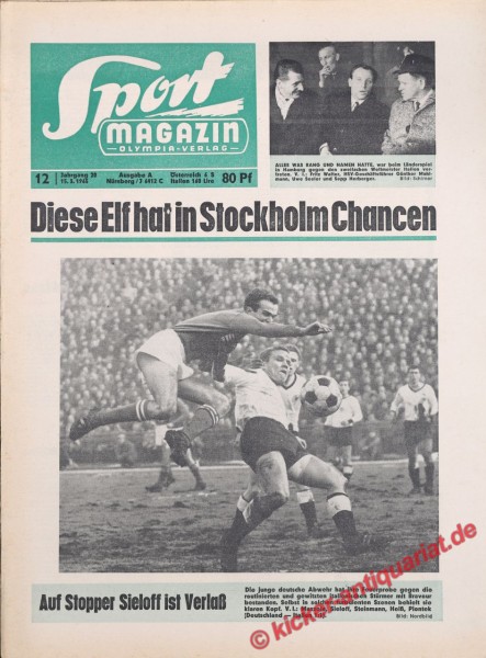 Original alte Zeitung Kicker - das Sportmagazin vom 15.3.1965