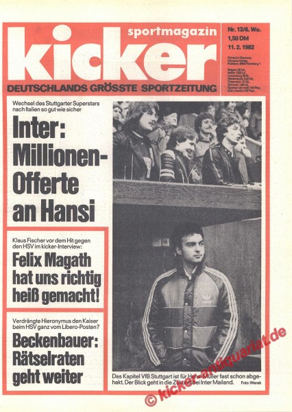 Kicker Sportmagazin Nr. 13, 11.2.1982 bis 17.2.1982