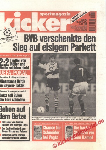 Kicker Sportmagazin Nr. 99, 7.12.1995 bis 13.12.1995