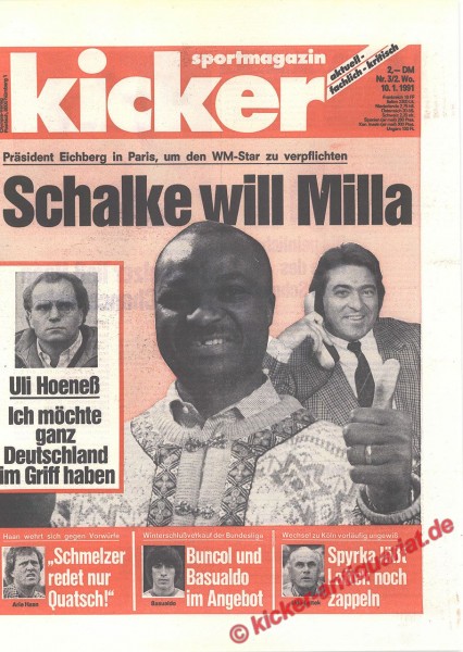 Kicker Schlagzeile: Präsident Eichberg in Paris, um den WM-Star zu verpflichten. Schalke will Milla.