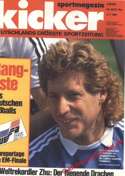 Kicker Sportmagazin Nr. 54, 2.7.1984 bis 8.7.1984