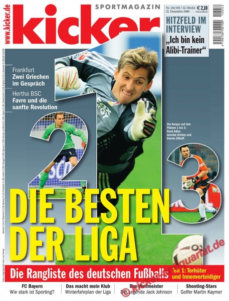 Kicker Sportmagazin Nr. 104, 22.12.2008 bis 28.12.2008