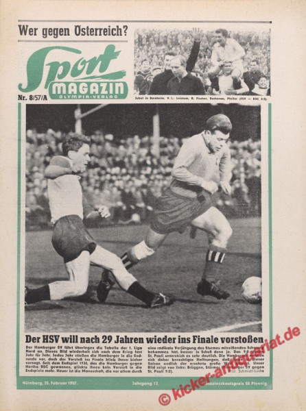 Sportmagazin Nr. 8A, 25.2.1957 bis 3.3.1957