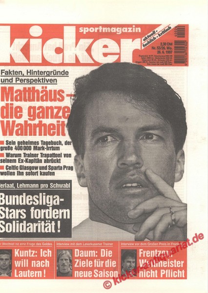 Kicker Sportmagazin Nr. 53, 26.6.1997 bis 2.7.1997