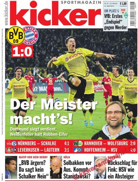 Kicker Sportmagazin Nr. 31, 12.4.2012 bis 18.4.2012