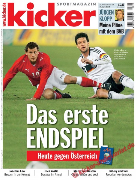 Kicker Sportmagazin Nr. 50, 16.6.2008 bis 22.6.2008