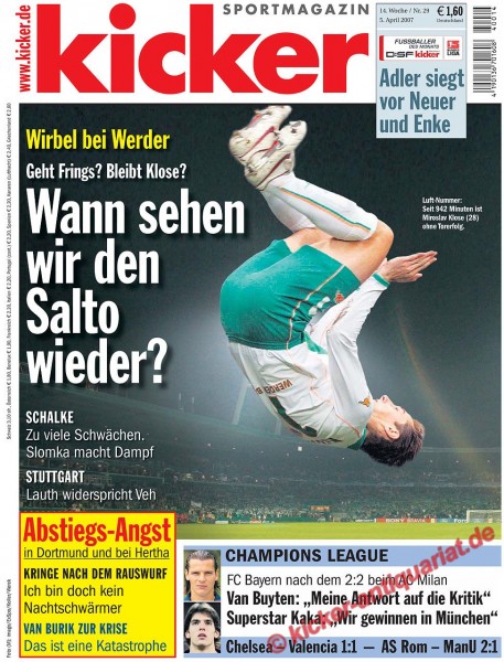 Kicker Sportmagazin Nr. 29, 5.4.2007 bis 11.4.2007