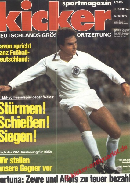 Kicker Sportmagazin Nr. 84, 15.10.1979 bis 21.10.1979