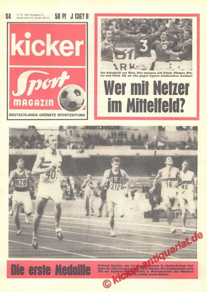 Kicker Sportmagazin Nr. 84, 17.10.1968 bis 23.10.1968