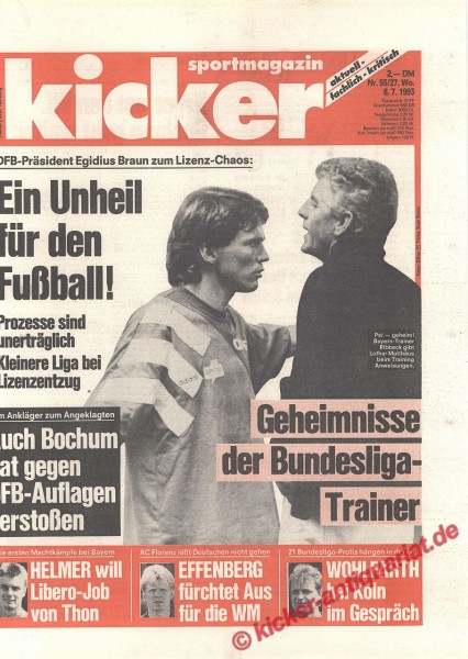 Kicker Sportmagazin Nr. 55, 8.7.1993 bis 14.7.1993