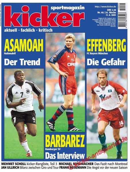 Kicker Sportmagazin Nr. 48, 11.6.2001 bis 17.6.2001