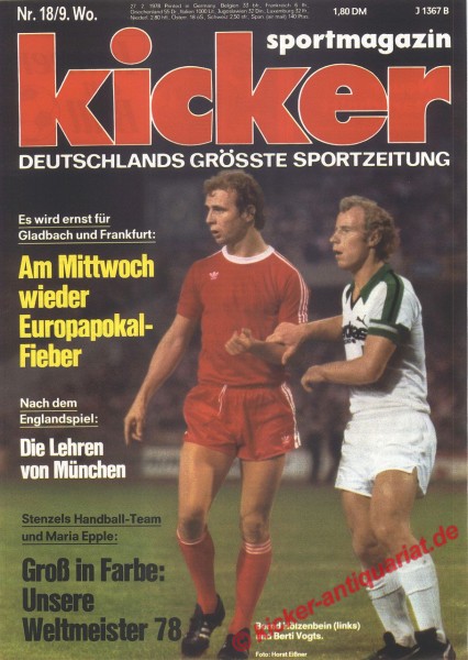 Kicker Sportmagazin Nr. 18, 27.2.1978 bis 5.3.1978