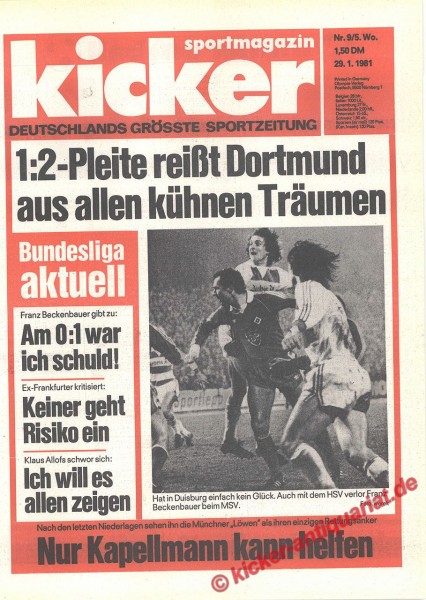 Kicker Sportmagazin Nr. 9, 29.1.1981 bis 4.2.1981