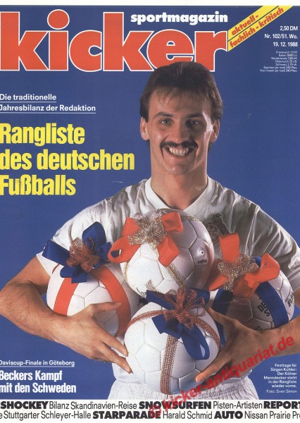  DIE RANGLISTE DES DEUTSCHEN FUßBALLS 1988: JÜRGEN KOHLER (1.FC KÖLN)