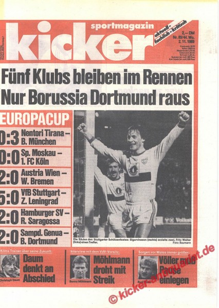 Kicker Schlagzeile: Fünf Klubs bleiben im Rennen. Nur Borussia Dortmund raus.