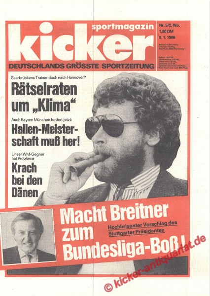 Kicker Sportmagazin Nr. 5, 9.1.1986 bis 15.1.1986